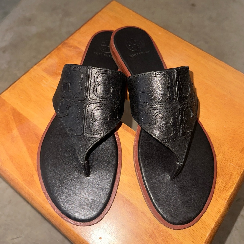 Tory Burch Black Leather Sandals Size 7.5